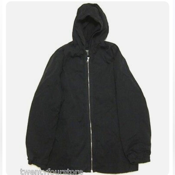 Mens REISS Cotton Hooded Jacket in Washed Black